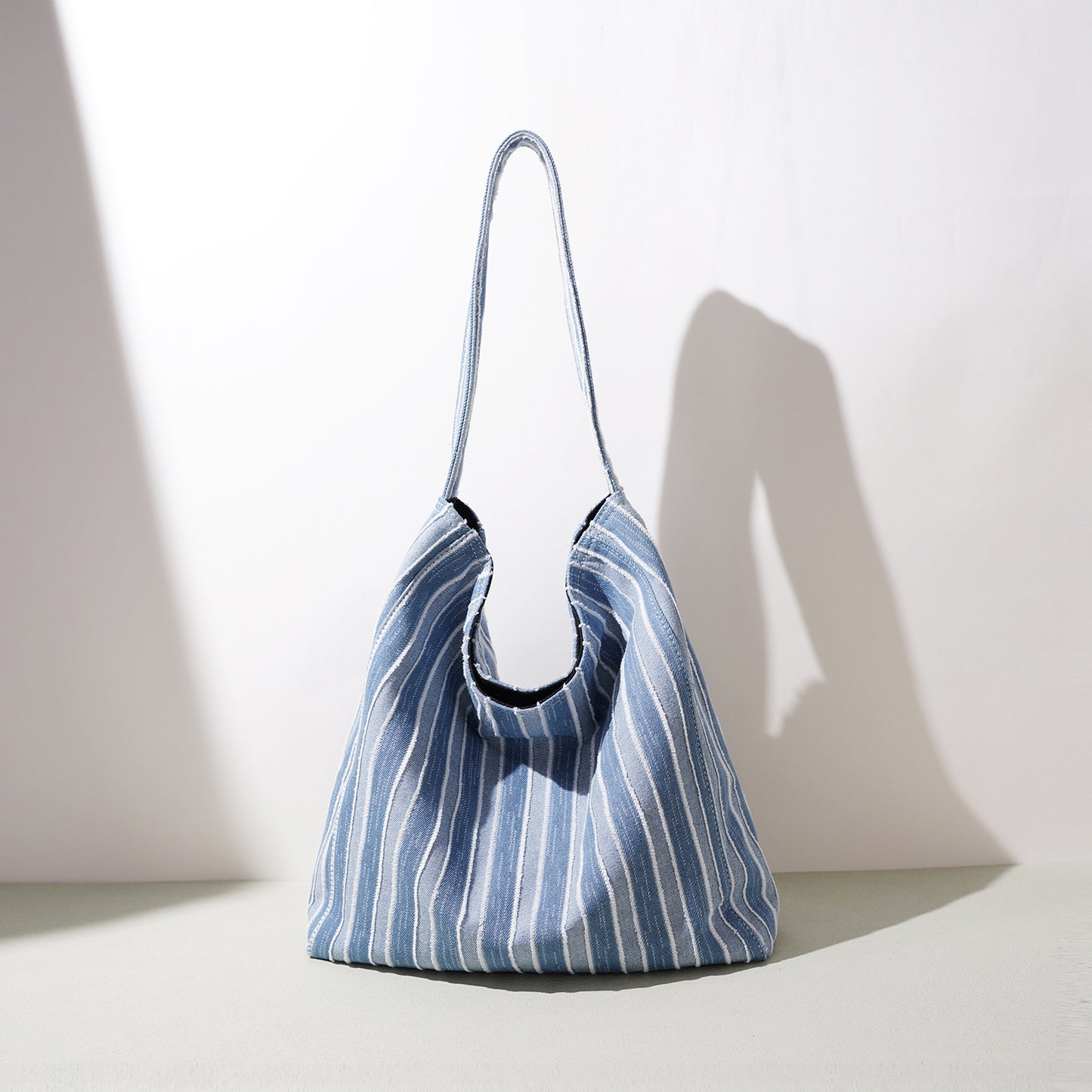 Korean Style Blue Striped Canvas Minority Women's Shoulder Bag