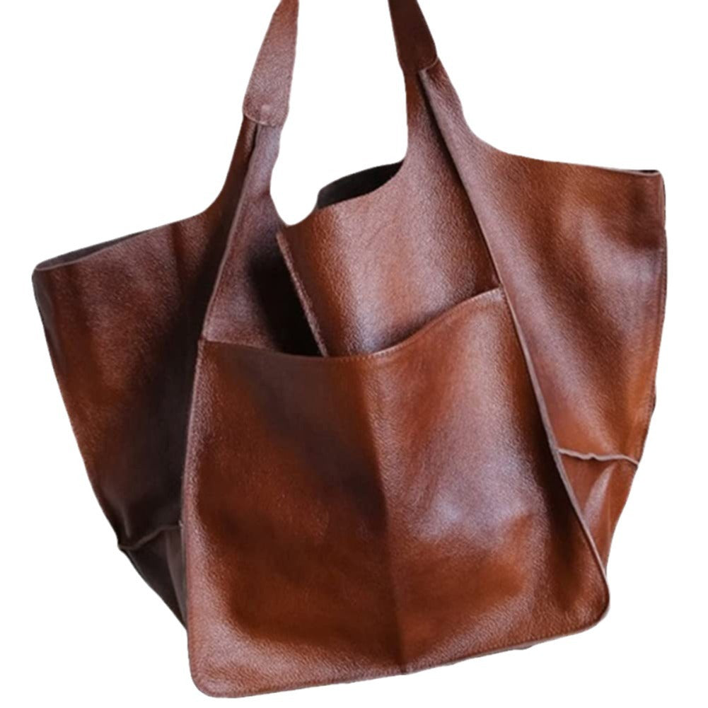 Women's Retro Simple Big Soft Leather Large Capacity Bags