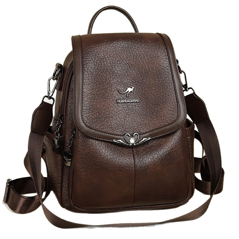 Fashion Retro Soft Leather Large Capacity Women's Backpack