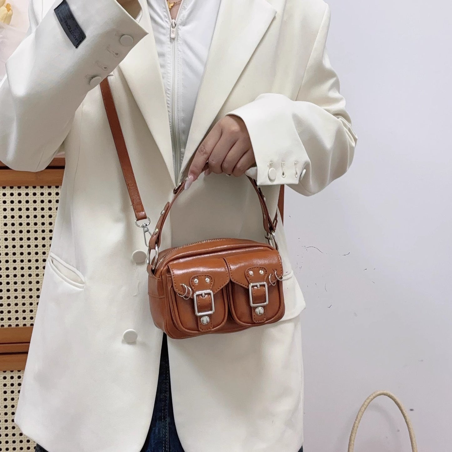 Casual Classy Female Hot Motorcycle High-grade Small Square Bags