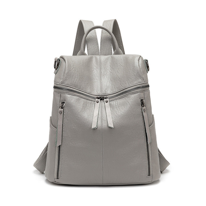 Women's Leather Lightweight Korean Large Capacity Leisure Women's Backpack
