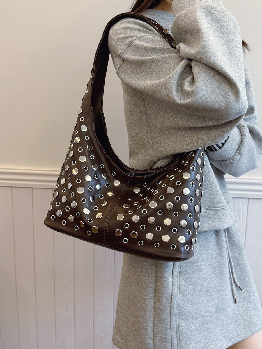 Women's Summer Cool Personality Dot Rivet Portable Underarm Bag