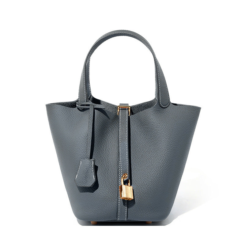 Women's Genuine Leather First Layer Cowhide Vegetable Basket Commute Women's Handbag