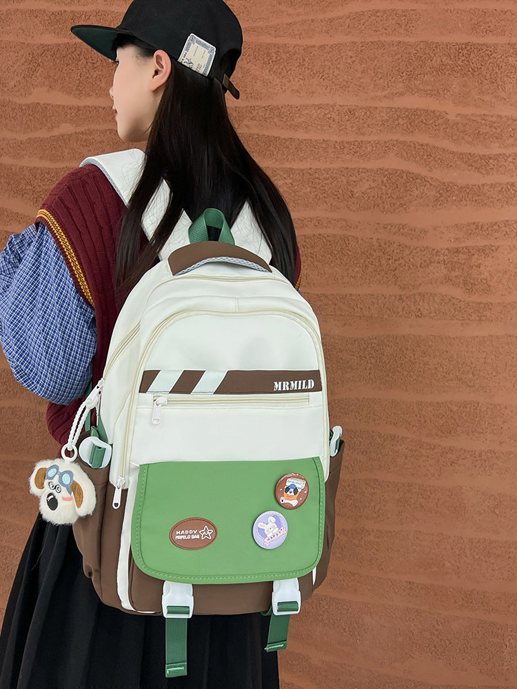 Fashion Color Contrast Large Capacity High Leisure Backpack
