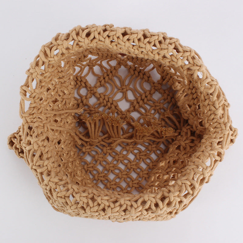 Simple Solid Color Woven Daily Handmade Cotton String Women's Handbag