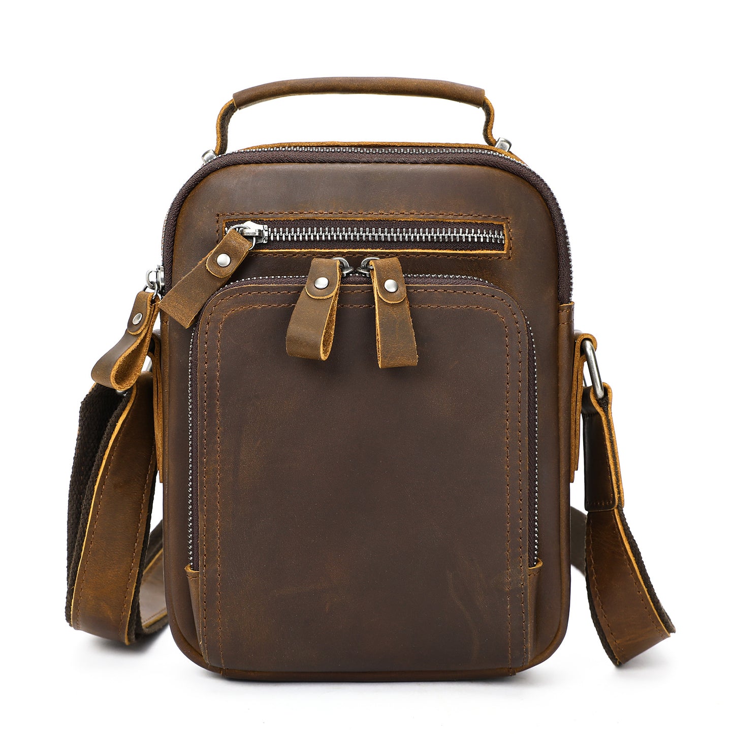 Men's Genuine Leather Retro Crazy Horse Large Capacity First Layer Men's Messenger Bag