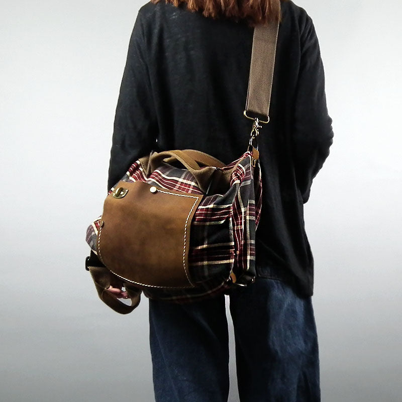 Attractive Women's Large Capacity Red Plaid Backpacks
