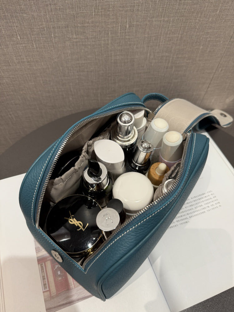 Layer Cowhide High-grade Portable Large Capacity Makeup Bag