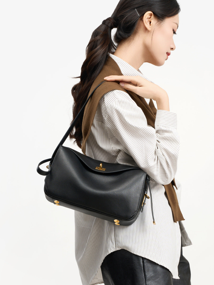 Boston Pillow Underarm High-grade Portable Genuine Women's Messenger Bag