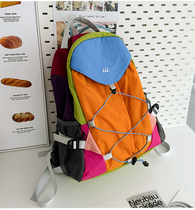 Women's Contrast Color Picnic Korean Lightweight Large Leisure Backpack