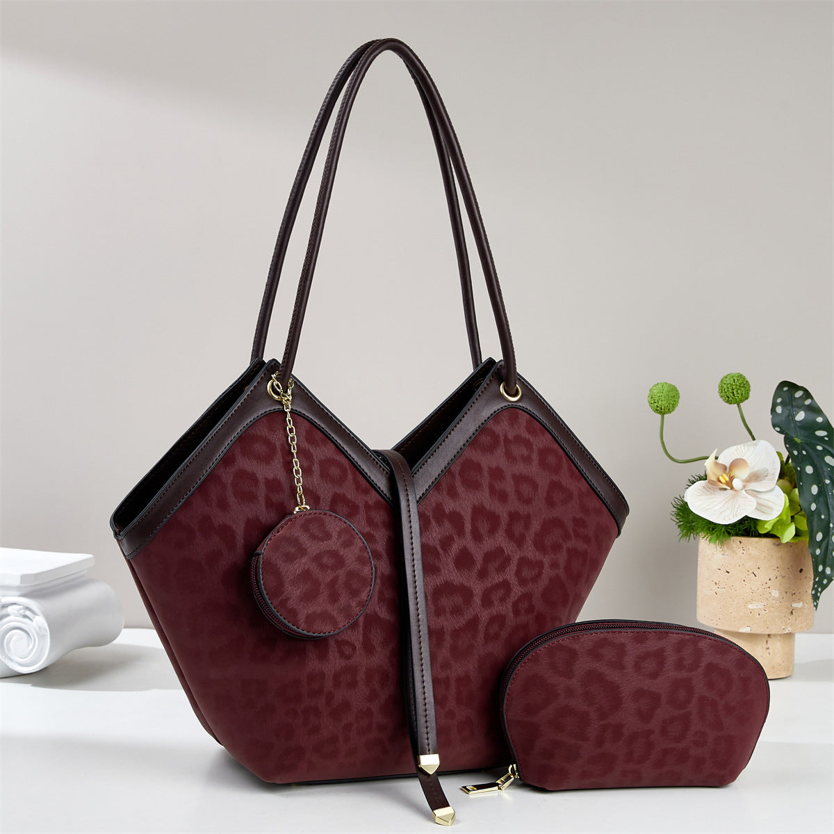 Women's Niche Simple Leopard Print Three-piece Bags
