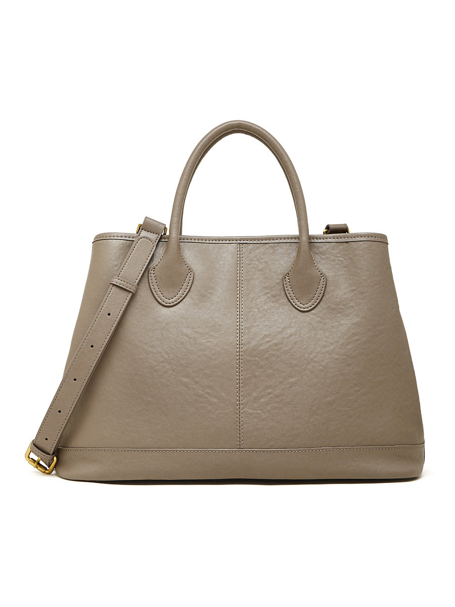 Women's Simple Large Capacity Commuter First Layer Cowhide Versatile Fashion Portable Bags