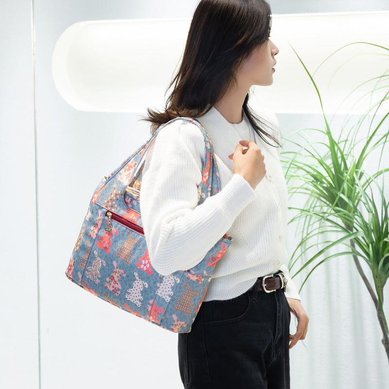 Women's Fashionable Trendy Waterproof Nylon Cloth Shopping Women's Shoulder Bag