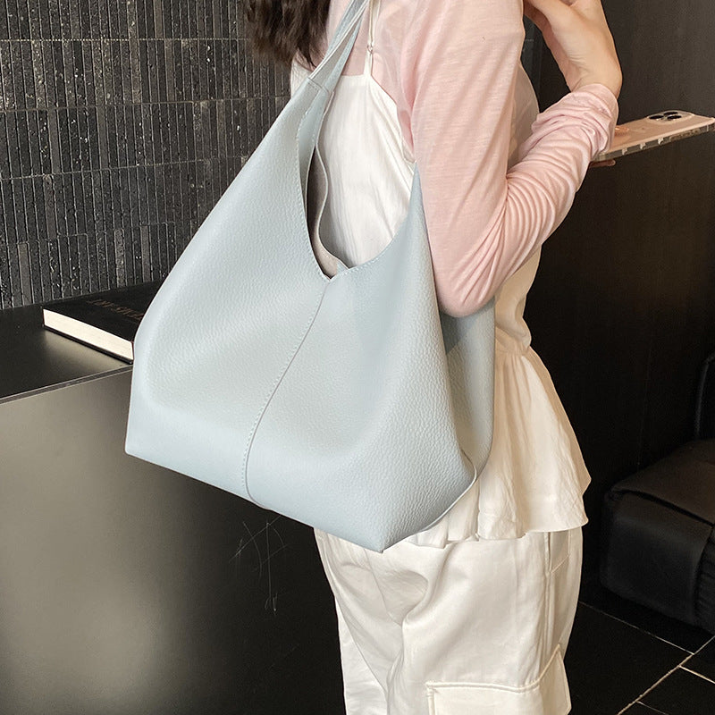 Women's Leather Large Capacity Temperament Commuter Loose Tote Bag