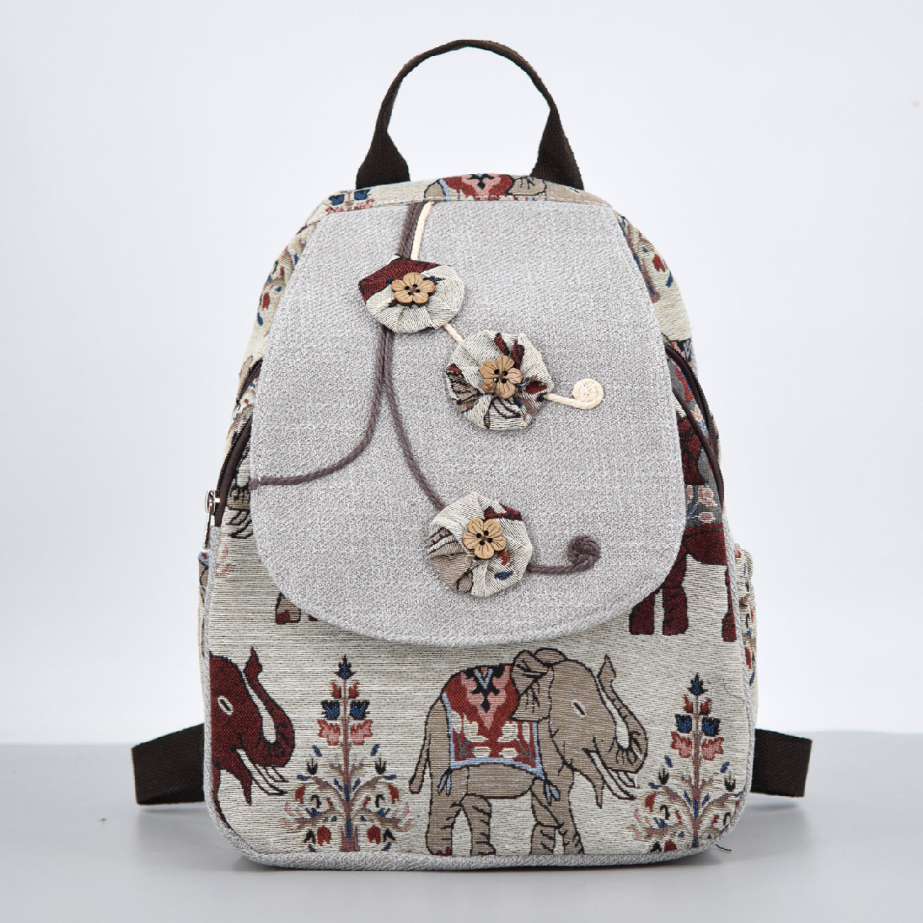 Women's Vintage Canvas Hand-woven Fabric Flower Lightweight Simple Backpacks