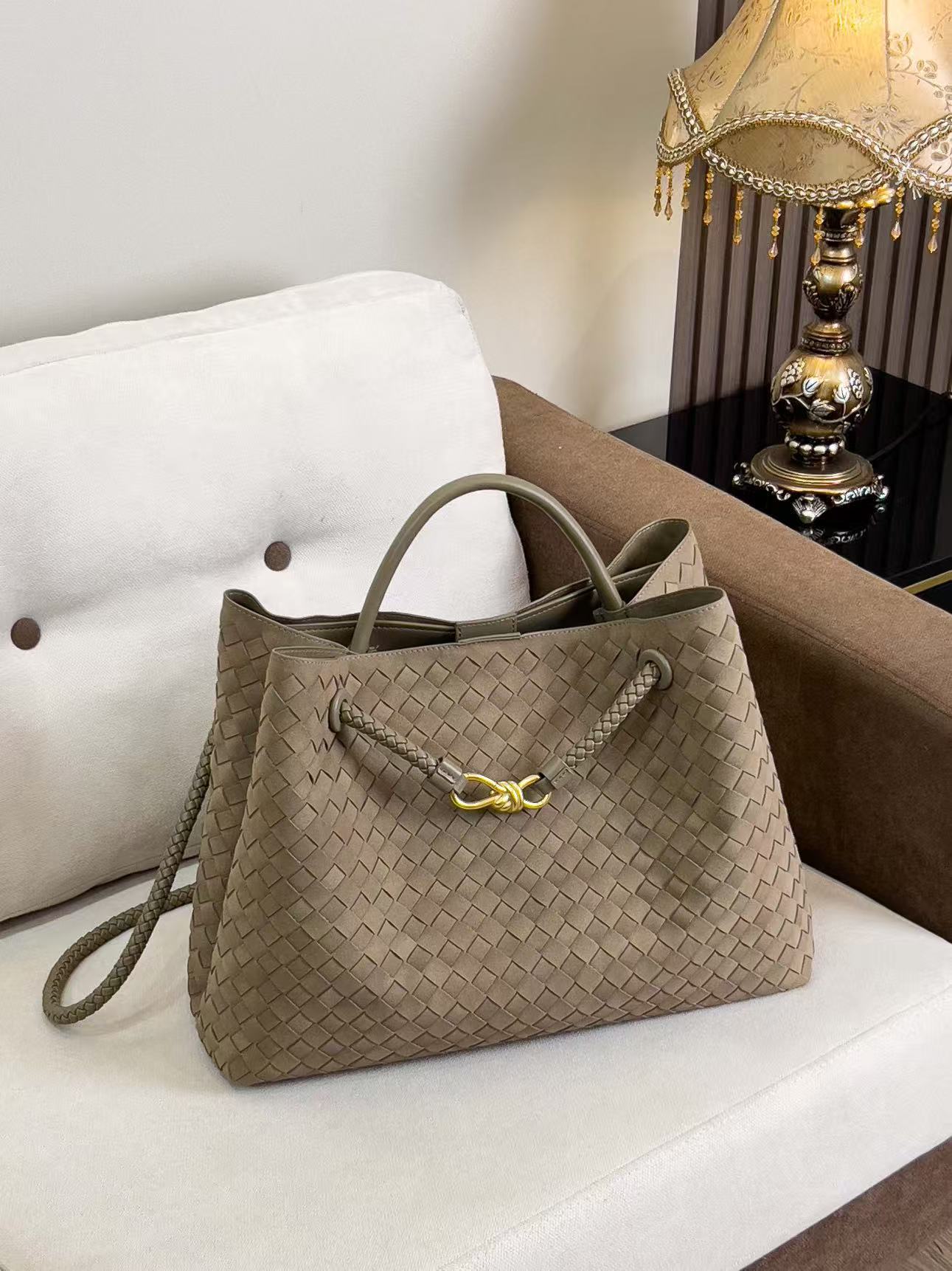 Women's Woven Large Capacity Totes Grid For Tote Bag