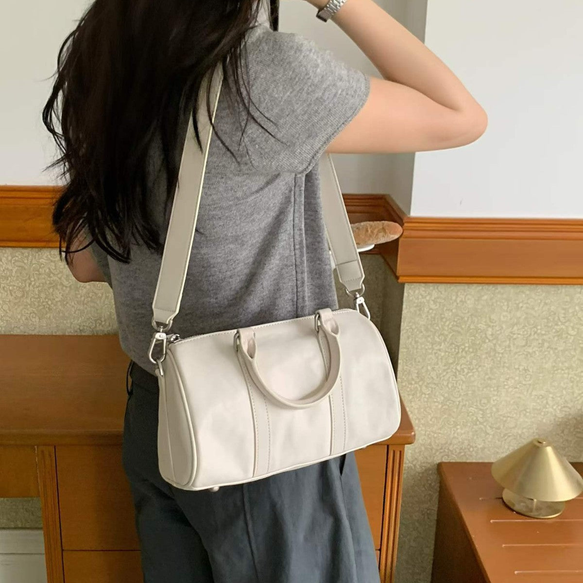 Women's Korean Vegetable Tanning Leather Pillow Genuine Women's Shoulder Bag