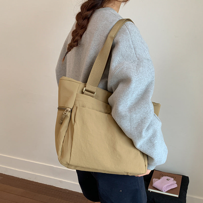 Capacity Totes Female For Class Lightweight Waterproof Nylon Handbags