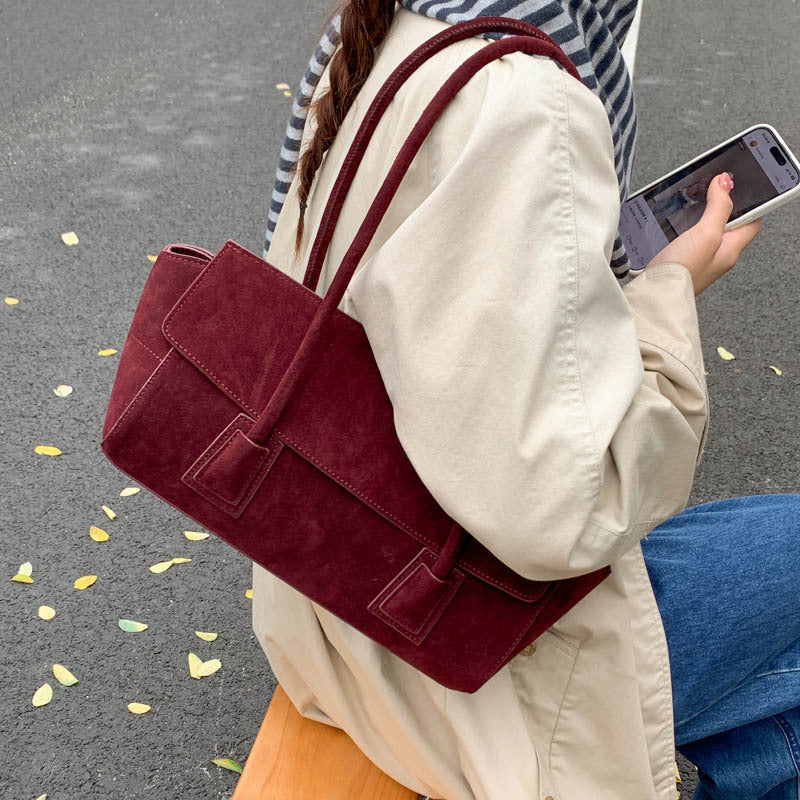 Women's Senior Niche Wings Style Suede Commute Underarm Bags