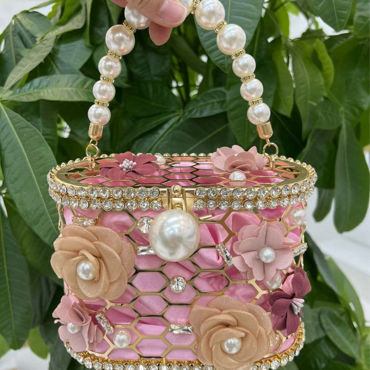 Women's Full Diamond Floral Decorations Portable Fashion Women's Messenger Bag
