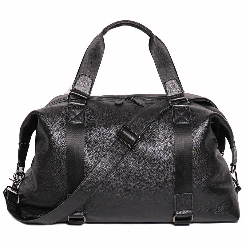Men's Leather Portable Short Business Trip Cowhide Large Capacity Men's Messenger Bag