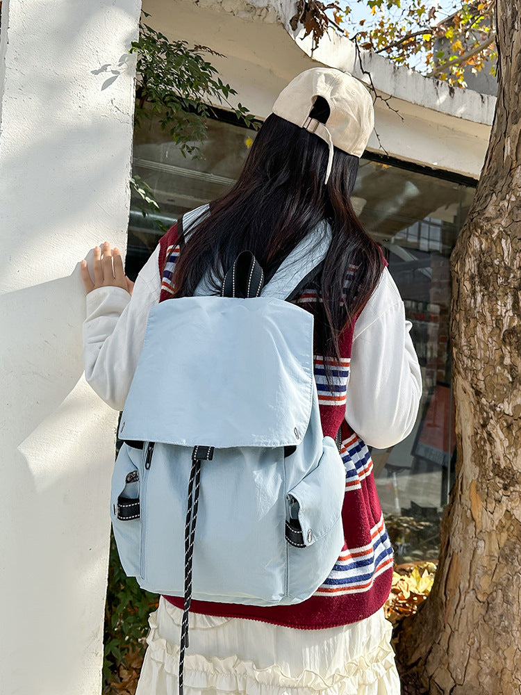 Korean Style Niche Simple Solid Color Female Large Backpacks