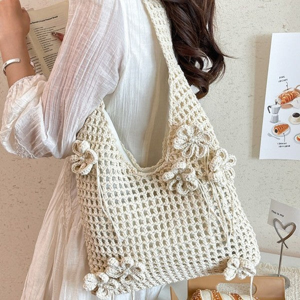 Women's Woven Hand Crocheted Hollow Seaside Daily Women's Messenger Bag