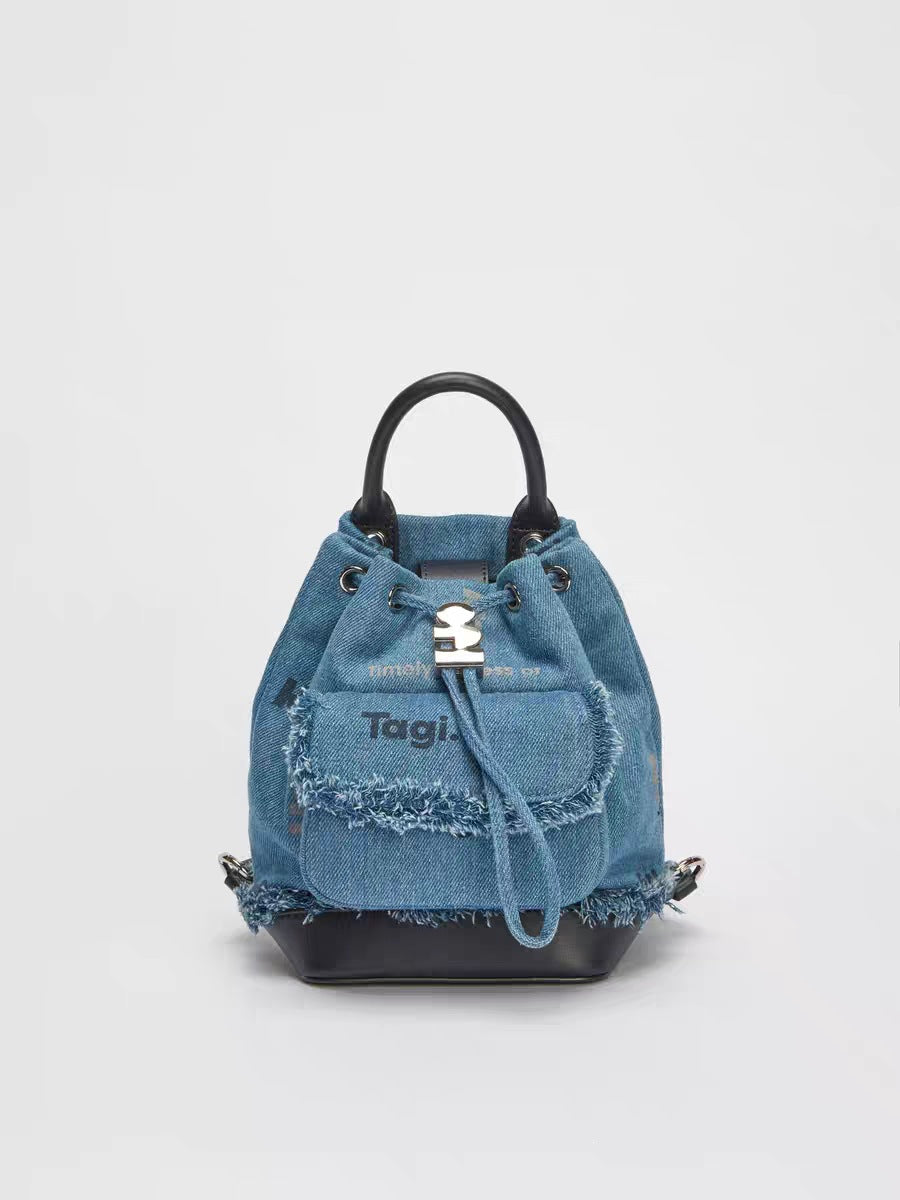 Painter Hand-woven Strap With Pocket Drawstring Women's Backpack