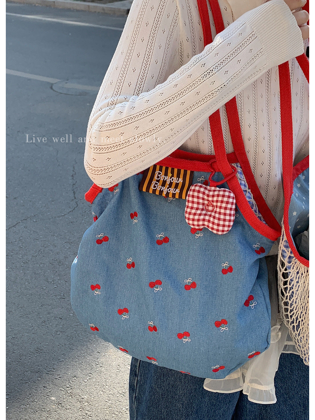 Women's Korean Style Large Capacity Simple Denim Tote Bags