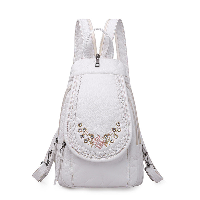 Women's Korean Fashion Multifunctional Washed Soft Leather Women's Backpack