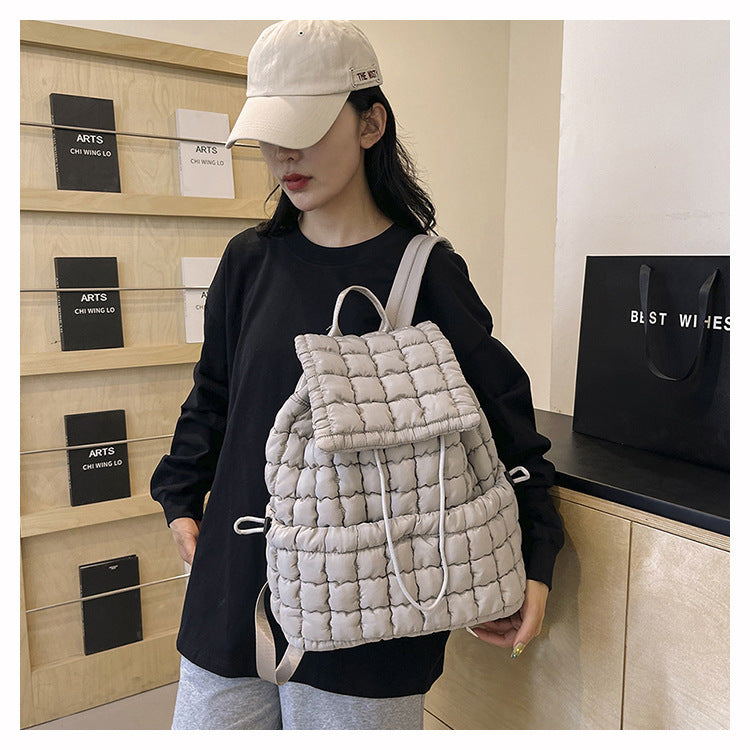 Women's Fashion Commuter Large Capacity Fluffy Plaid Backpacks
