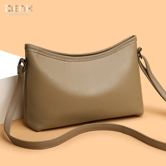 Women's Genuine Leather Simple Lychee Pattern First Women's Shoulder Bag