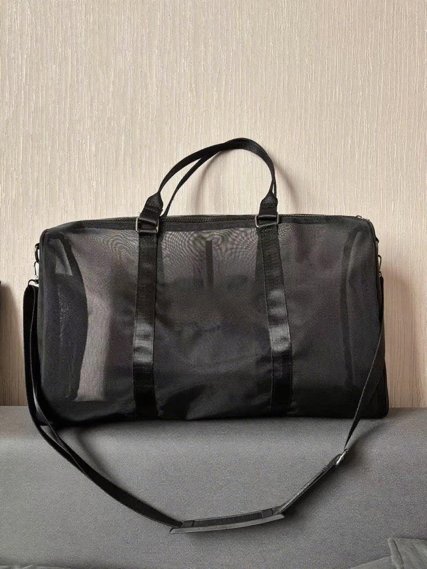 Women's Transparent Mesh Yoga Fitness Large Capacity Travel Bags