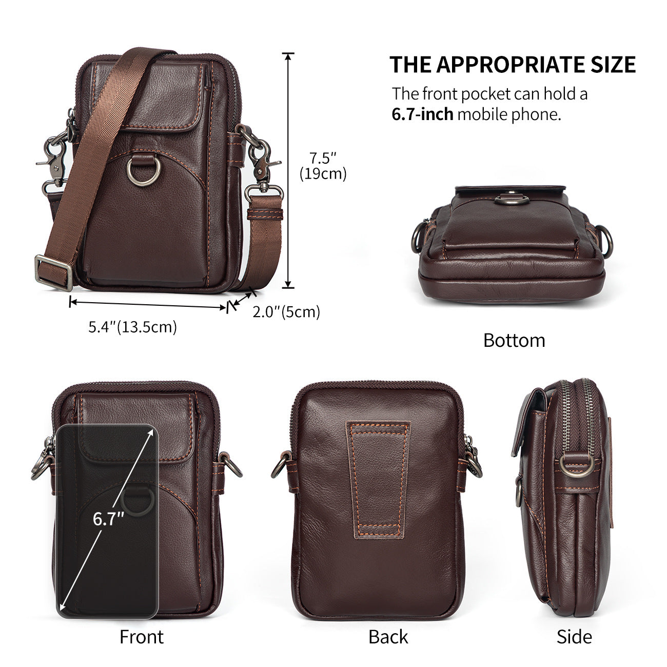 Leather First Layer Retro Simple Fashion Mobile Phone Bag
