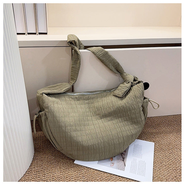 Women's Good-looking Design Striped Pleated Dumpling Lightweight Women's Messenger Bag