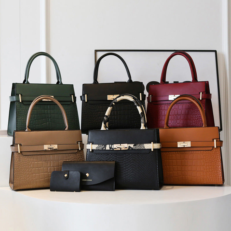 Women's Retro Textured Crocodile Pattern Three-piece Bags
