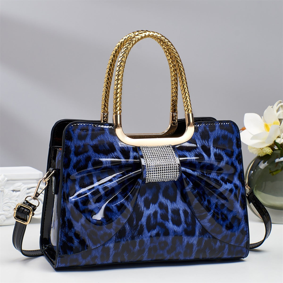 Women's Temperament Wild Elegant Bowknot Leopard Print Handbags