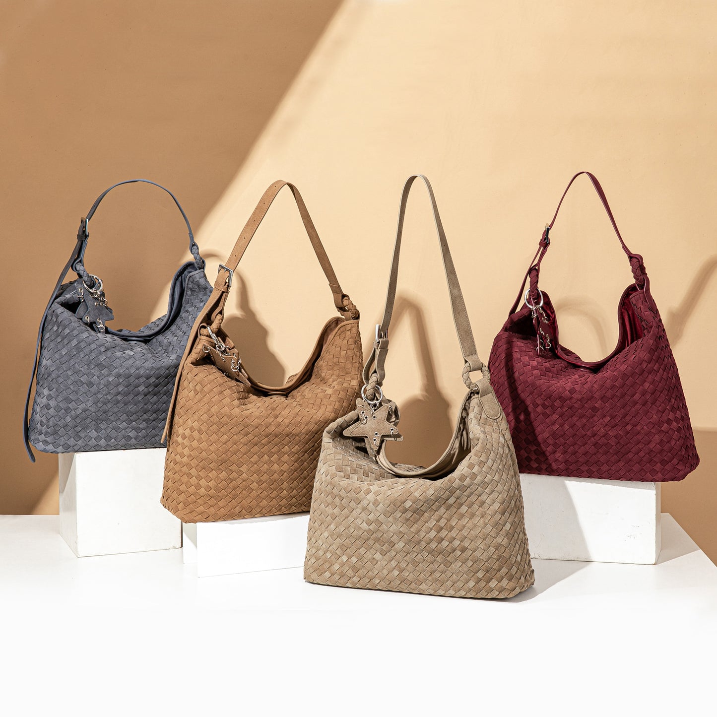 Suede Woven Design Simple Commute Large Tote Bag
