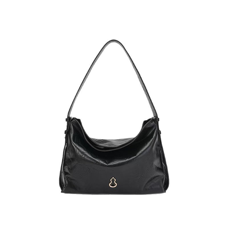 Half Slope Cotton Medium First Layer Cowhide Underarm Bag