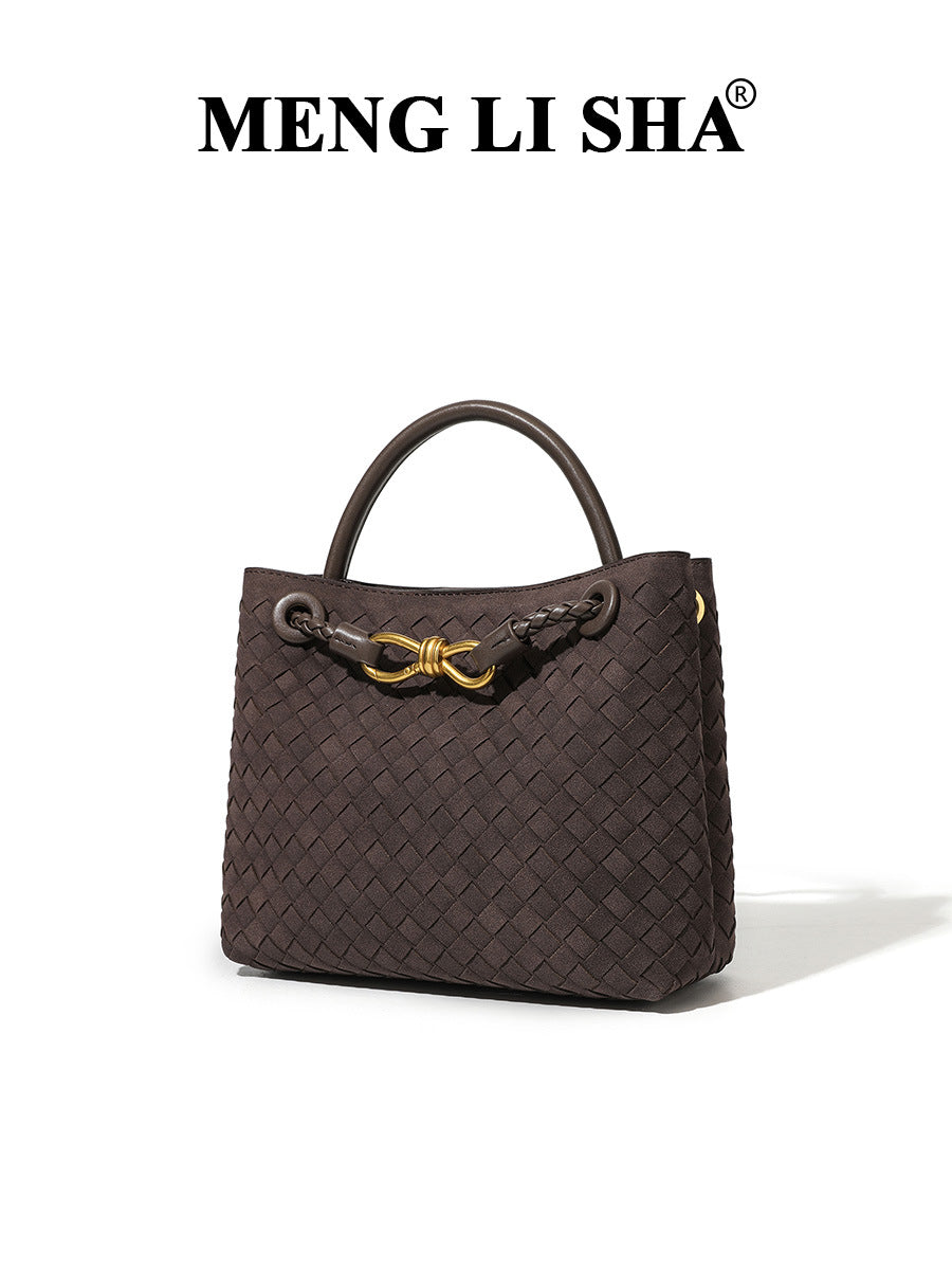 Women's Suede Hand-woven Commuter Portable Vegetable Basket Women's Handbag