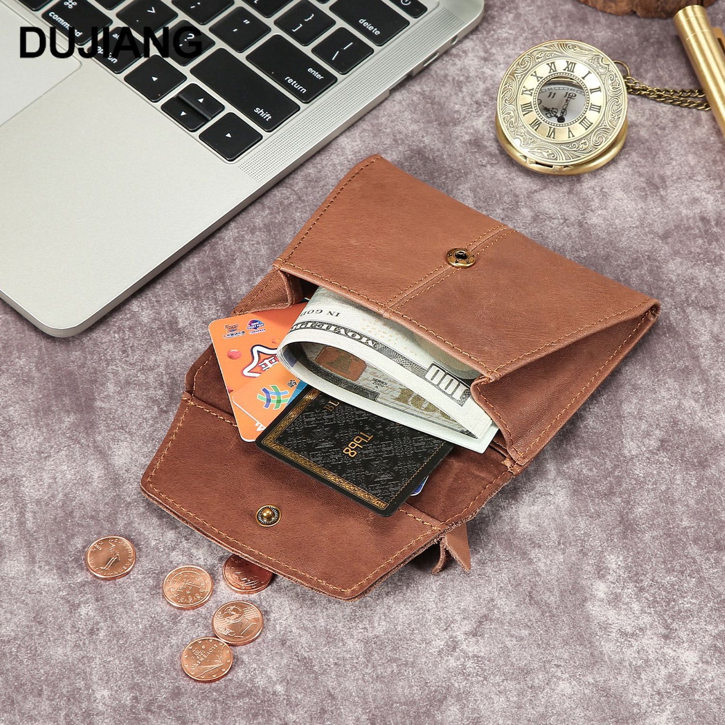 Women's & Men's Portable First Layer Cowhide Mini Clutch Card Holder