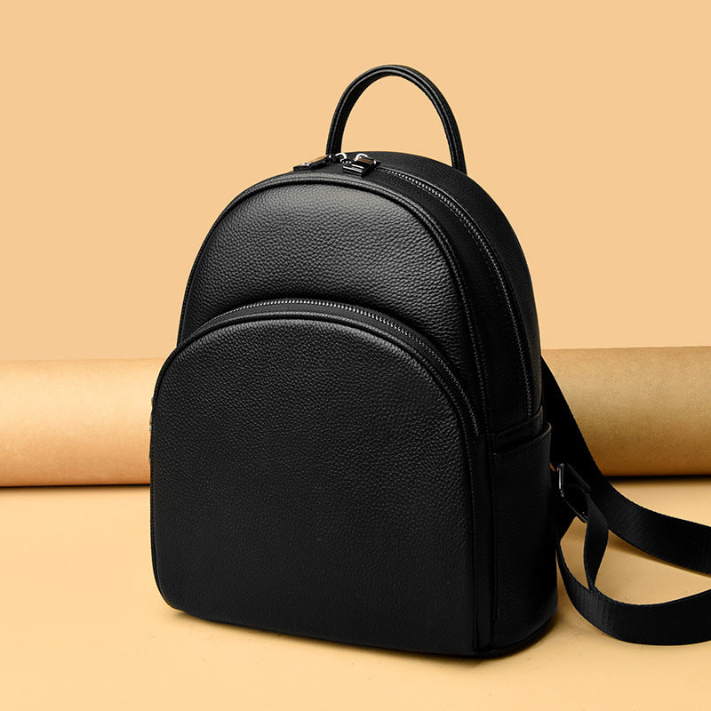 Women's First Layer Cowhide Large Capacity Simple Backpacks