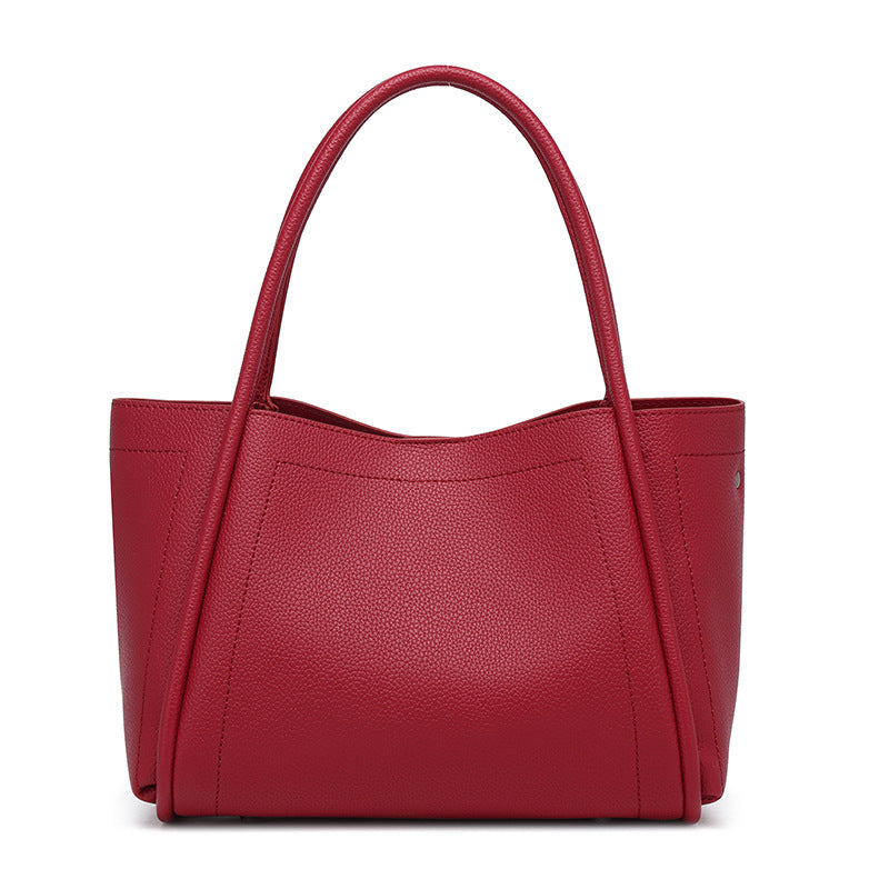 Women's Korean Textured Vegetable Basket Simple Commuting Handbags