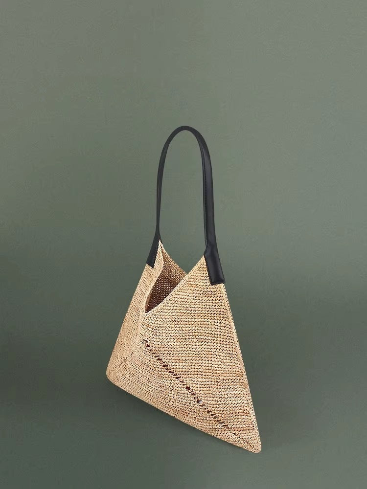 Women's Design Simple One Hand-woven Straw Large Women's Shoulder Bag