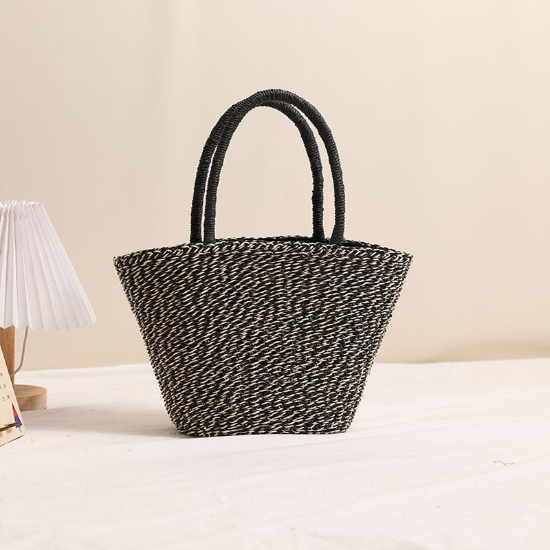 Fashion Gold Sier Color Straw Solid Woven Women's Shoulder Bag