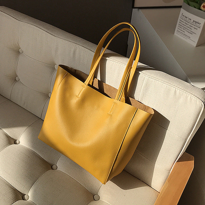 Women's Leather Large Capacity Commuter Portable Big Tote Bag