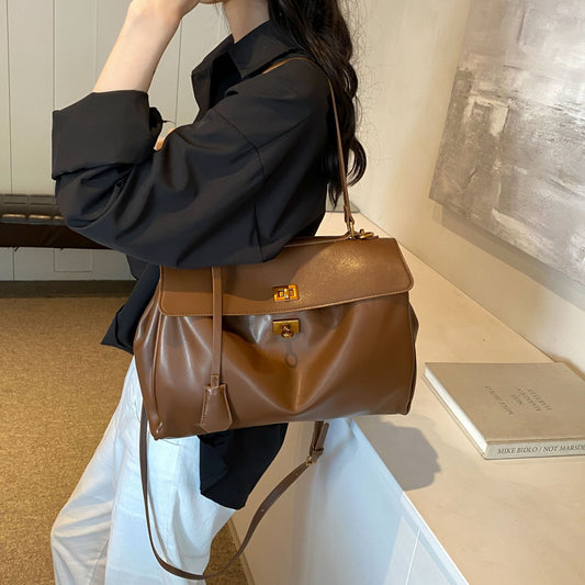 Women's High Sense Commuter Fashion Color Contrast Large Tote Bag