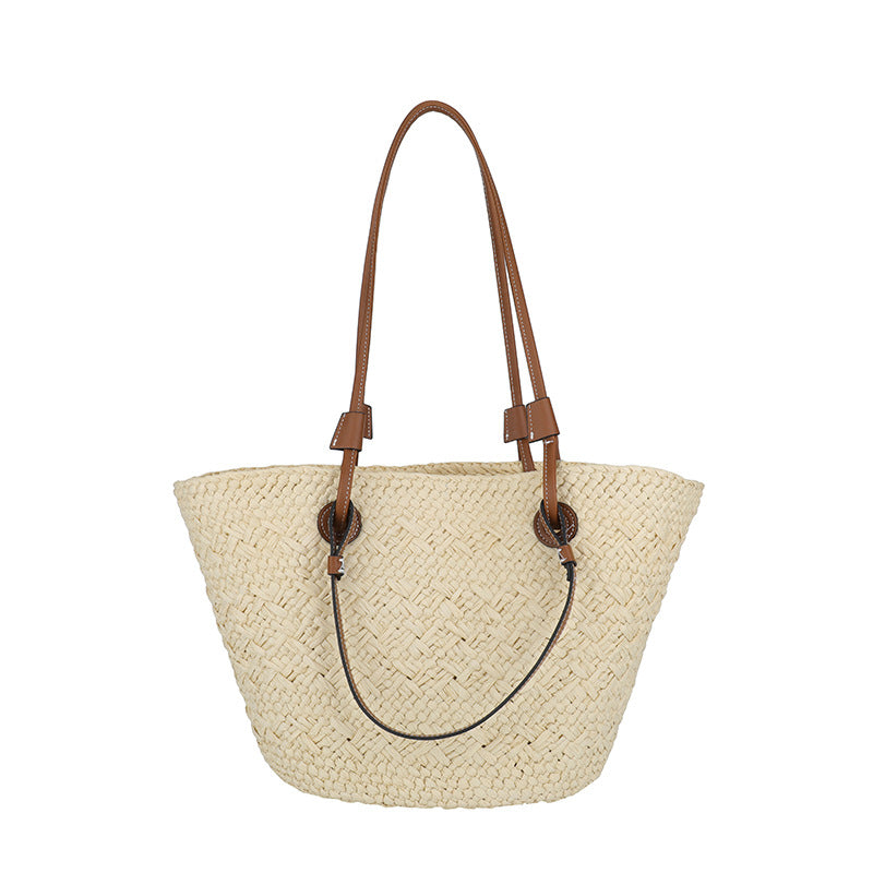 Women's Fashion Seaside Vacation Style Straw Vegetable Basket Minority Simple Large Women's Messenger Bag