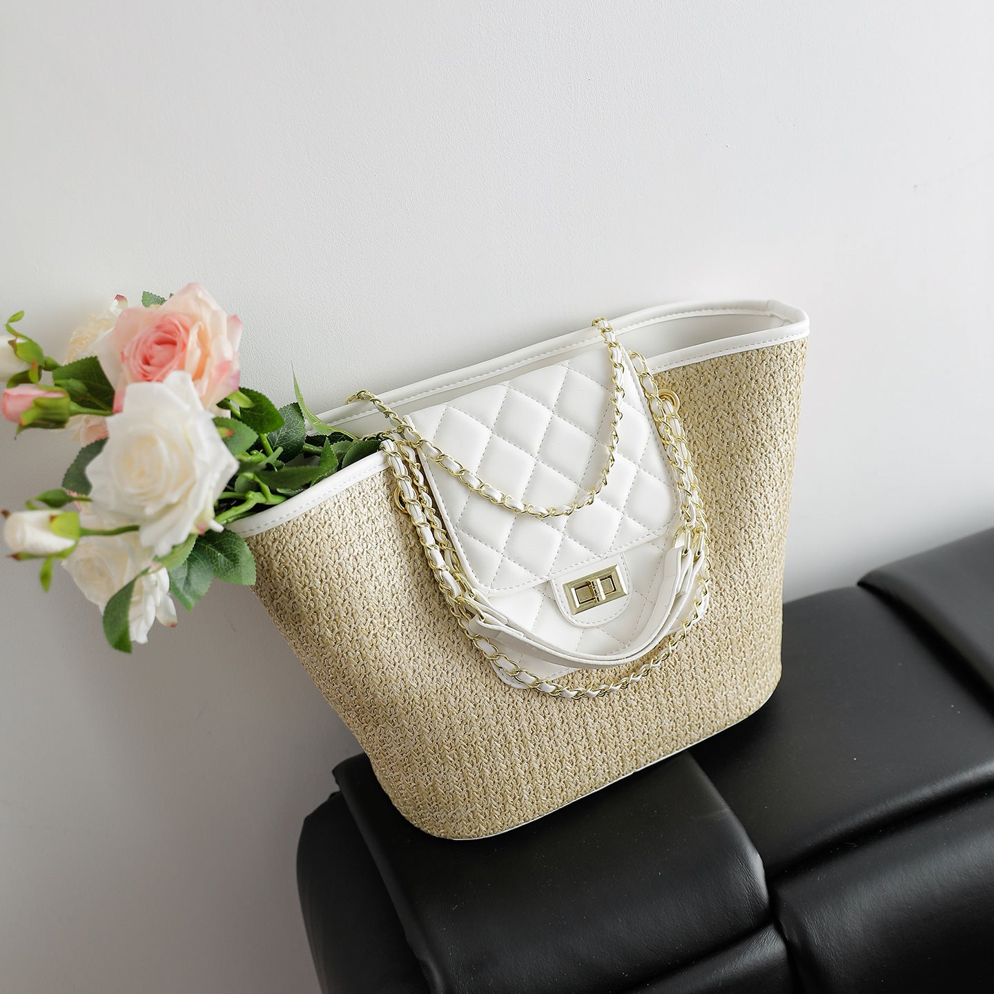 Women's Capacity Straw Woven Fashion Beach Korean Style Bucket Bag