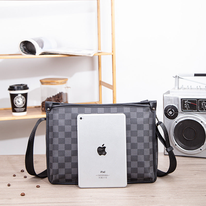 Men's Check Pattern Stylish Lightweight Fashion Shoulder Bags